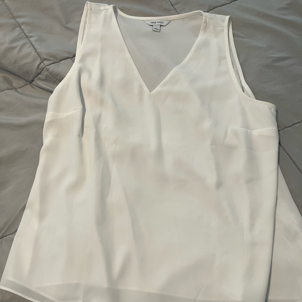 Nine West White Sleeveless Blouse
